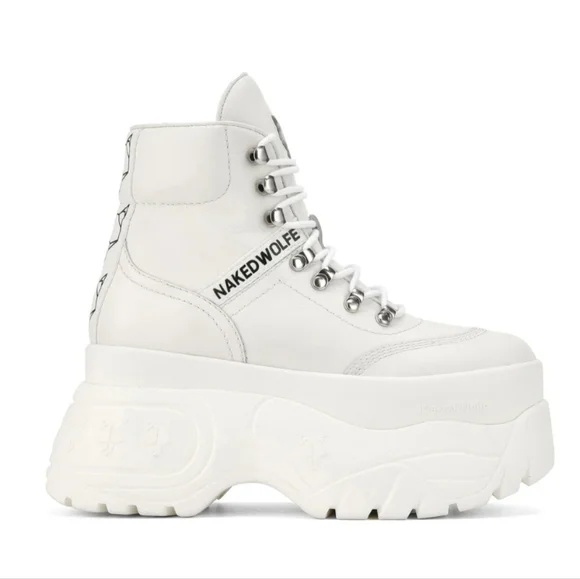 Naked Wolfe Spike Wicked White Platform High-Top Sneakers sz 7 US - Picture 2 of 15